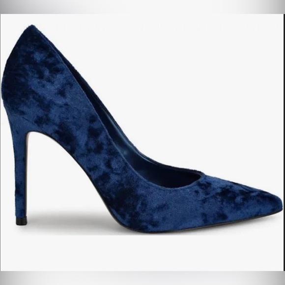 Nine West Fresh dark‎ navy blue velvet Pointed Toe Stiletto Pumps heels size 9.5 - Picture 1 of 9